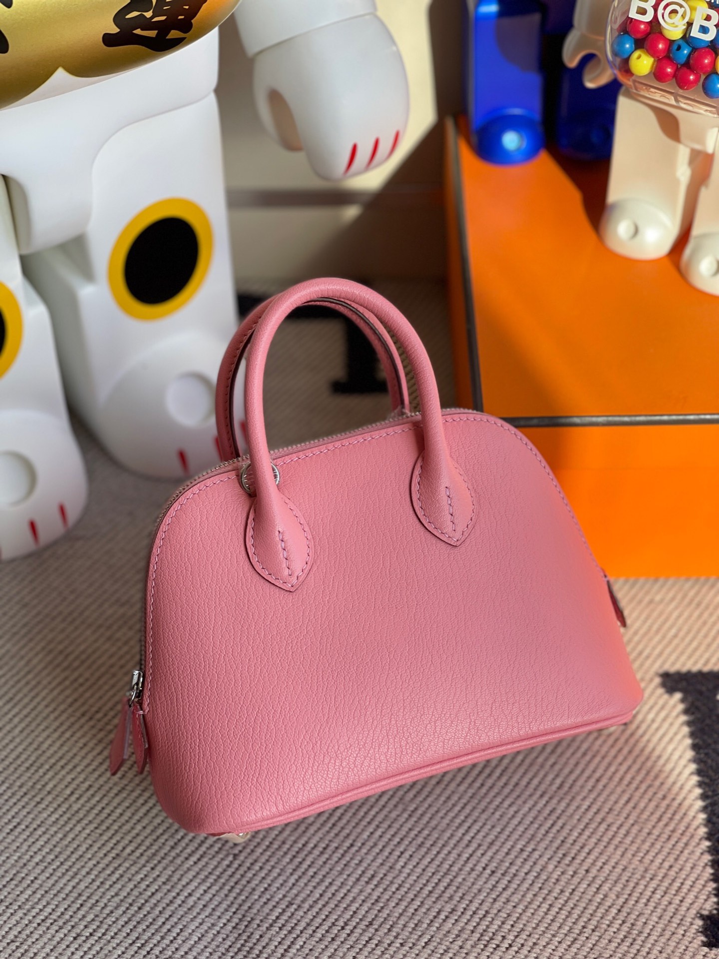 에르메스 미니 볼리드백 핑크 은장 염소가죽